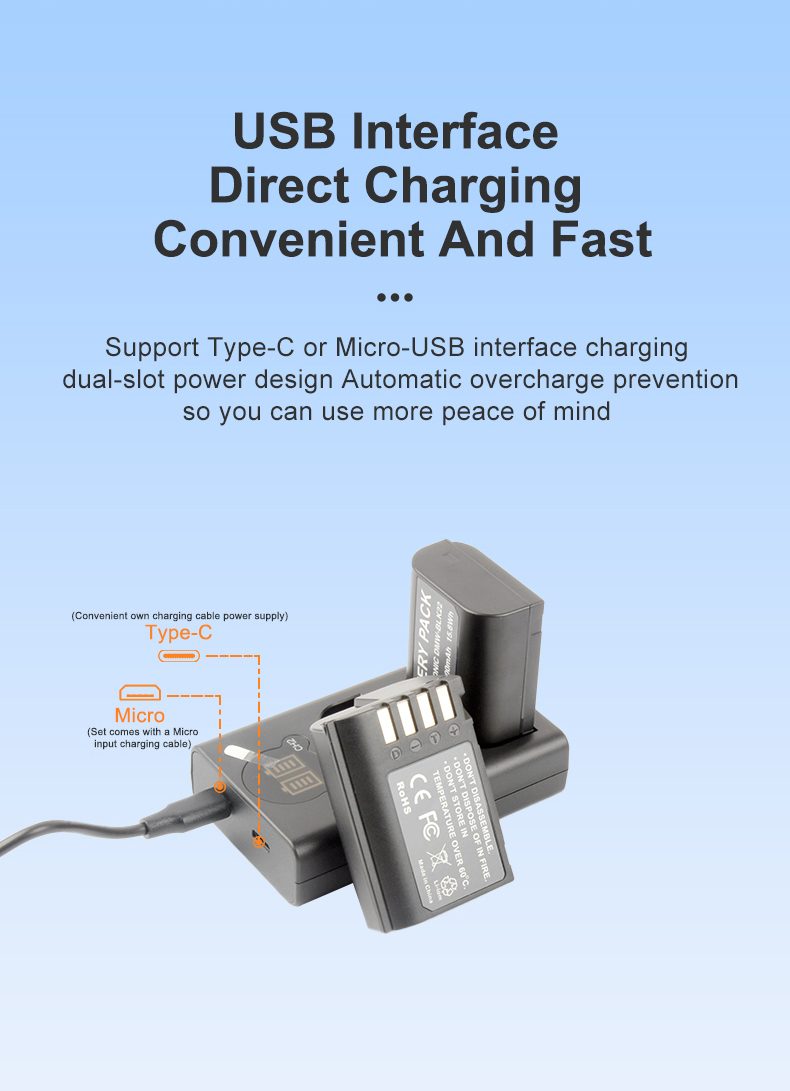 Smart LCD USB Dual Charger for Panasonic DMW-BLK22 Batteries